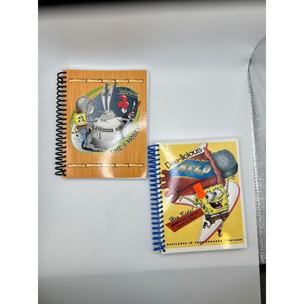 SpongeBob SquarePants Set Of 2 Mini Notebooks 2004 Dee-Licious Kelp Mr Crab NEW‎